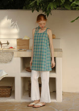 Seaside Check Muse Retro Layered Sleeveless Tunic Top