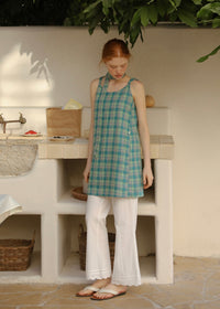 Seaside Check Muse Retro Layered Sleeveless Tunic Top