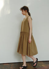 Muted Earth Reverie Cotton Sleeveless Nightdress