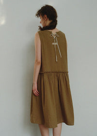 Muted Earth Reverie Cotton Sleeveless Nightdress