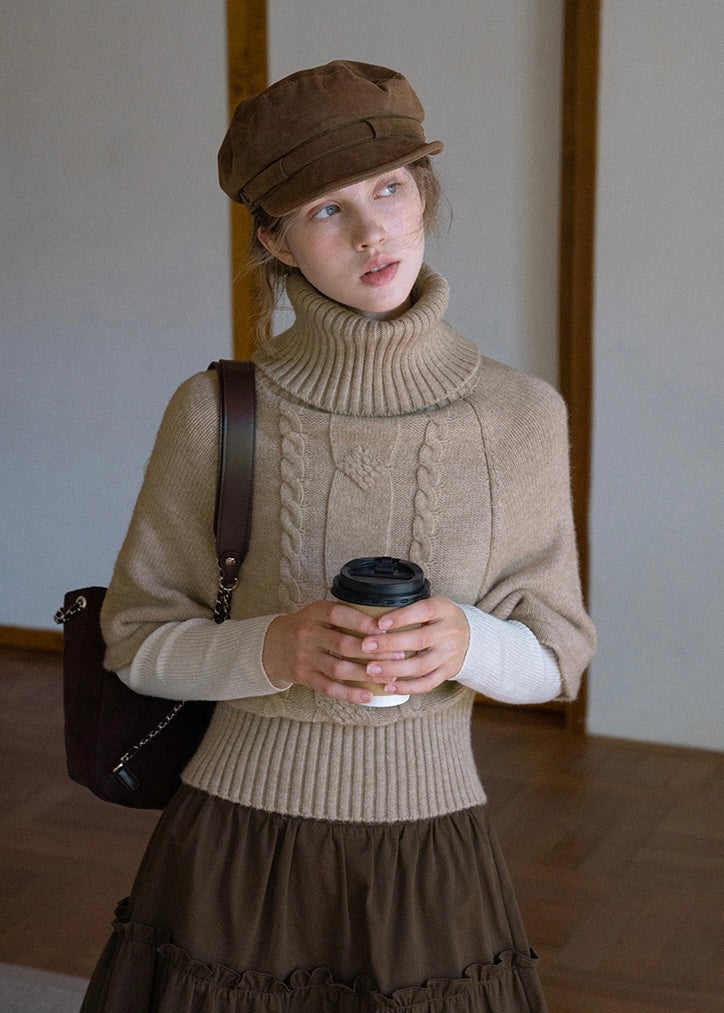 Old Memory Vintage Cable Wool Turtleneck Sweater