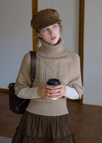 Old Memory Vintage Cable Wool Turtleneck Sweater