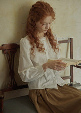 White Embroidered Vintage Long Sleeve Blouse