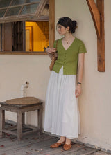 Été Knit Button Top | Slim Fit V-Neck Ribbed Summer Cardigan Blouse(2COLOR)