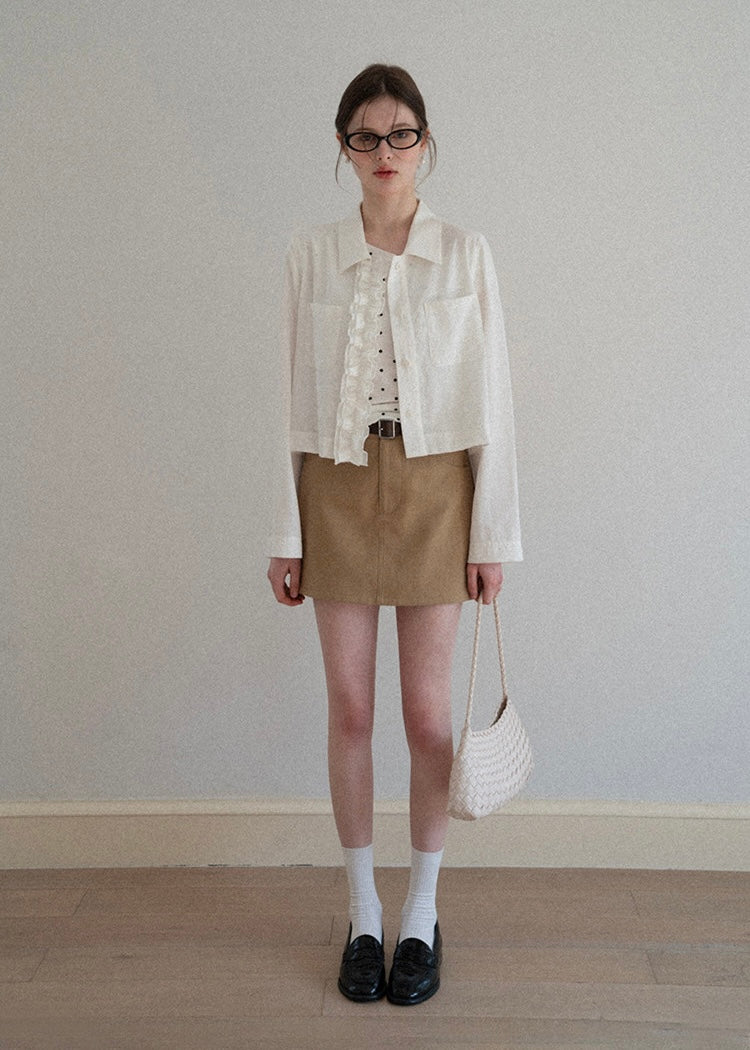 Ivory Cascade Ruffle Vintage Long Sleeve Blouse