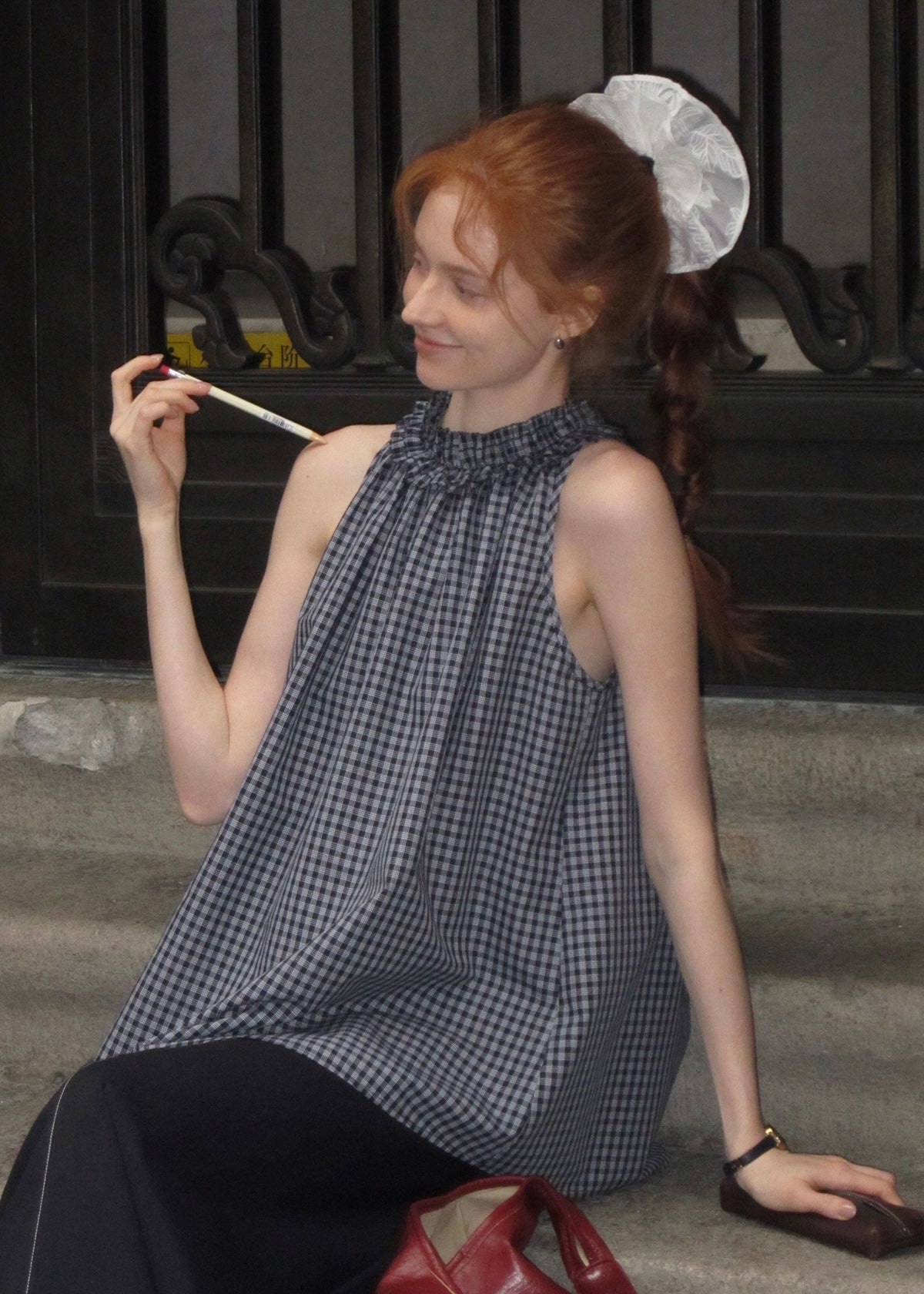 Clair de Lune Check Blouse | Romantic Gingham Summer Top