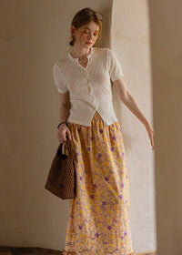 April Lace Knit Blouse | Romantic White Crochet Cotton Cardigan Top(2COLOR)