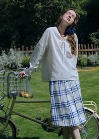 Vintage Sailor Collar Tie Long Sleeve Blouse