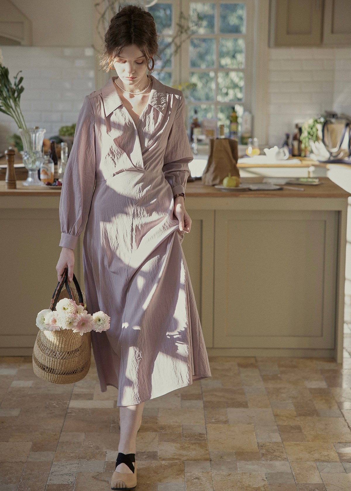 Lavender Quiet Fold Vintage Shirt Dress