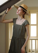 Mellow Check Tiered Dress | Vintage Green Gingham Sleeveless Long Dress