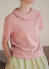 Morning Collar Knit Top Soft Vintage Short Sleeve Tee(2COLOR)