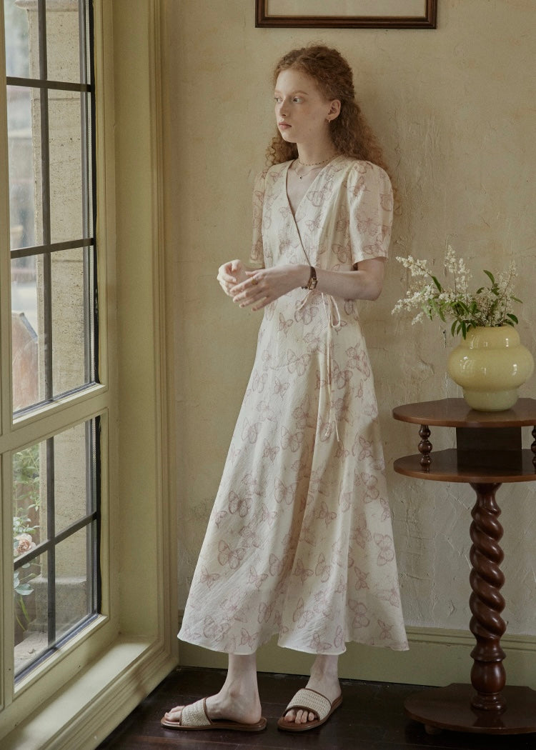 Whispering Wings Wrap Vintage Dress