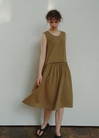 Muted Earth Reverie Cotton Sleeveless Nightdress