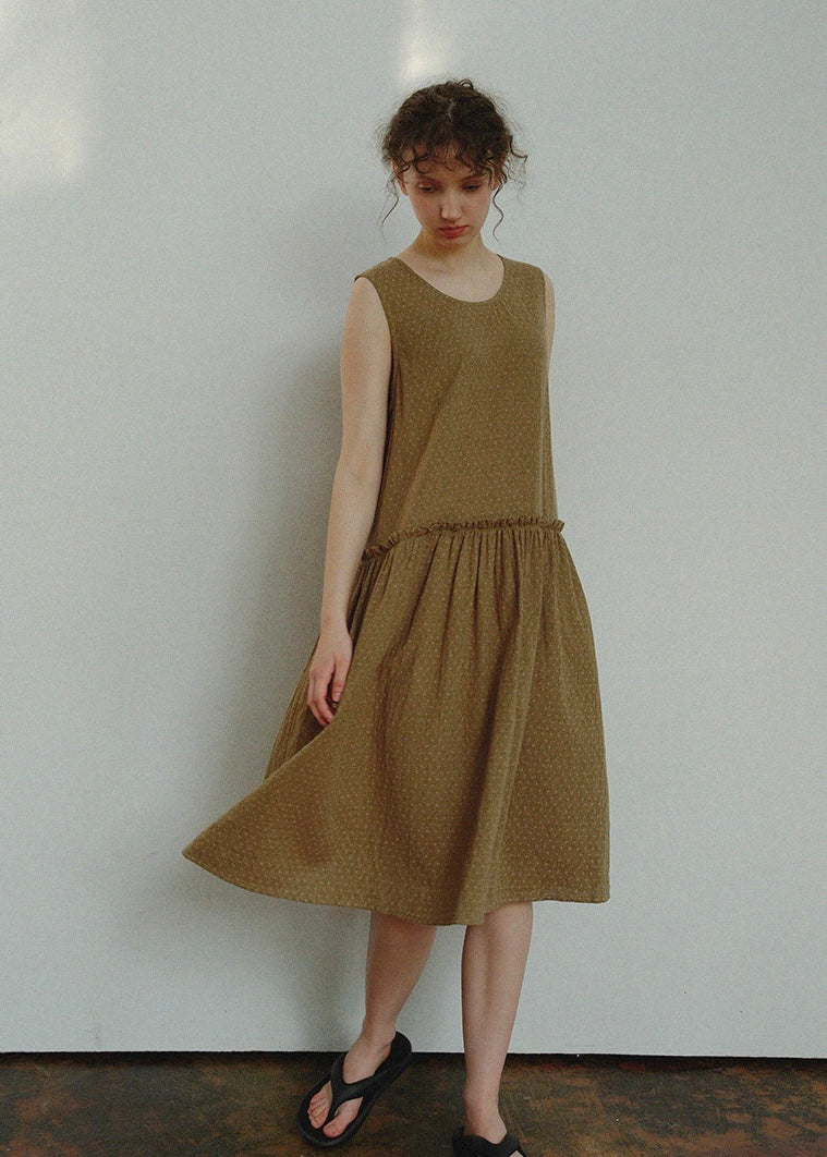 Muted Earth Reverie Cotton Sleeveless Nightdress
