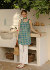 Seaside Check Muse Retro Layered Sleeveless Tunic Top