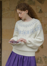 Snowfall Nordic Fair Isle Fuzzy Knit Sweater(2COLOR)
