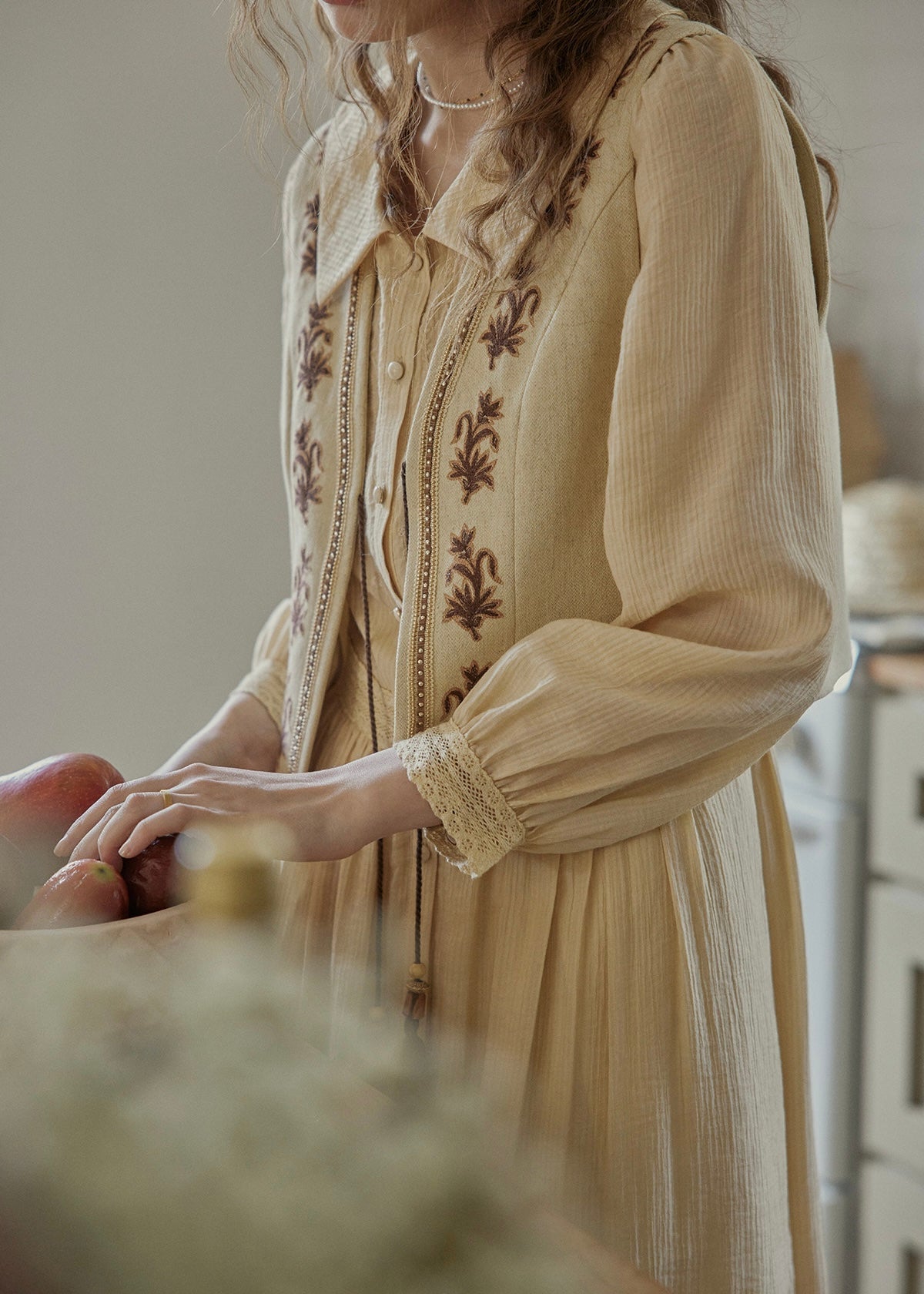 Meadow Thread Linen Vintage Layered Vest