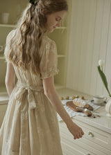 Aveline Draped Neck Floral Embroidered Dress