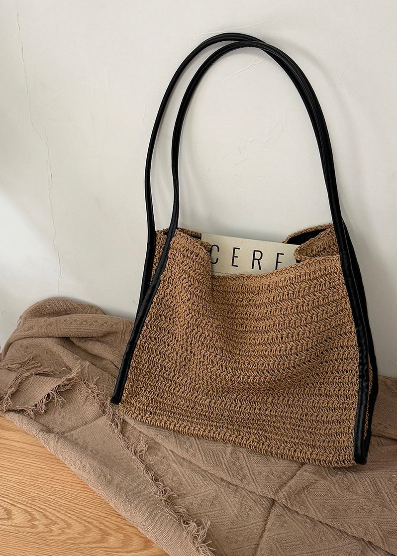 Slouchy Woven Straw Shoulder Bag