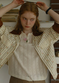 Private Collection Contrast Collar Floral Stripe Jacket