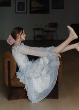 Pastel Ribbon Days Dress | Vintage Gingham Ruffle Long Dress