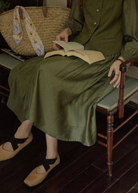 Olive Charm Vintage High Waist Two-Piece Dress