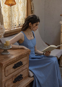 Picnic Breeze Dress | Gingham Check Sleeveless Flare Summer Dress(2COLOR)