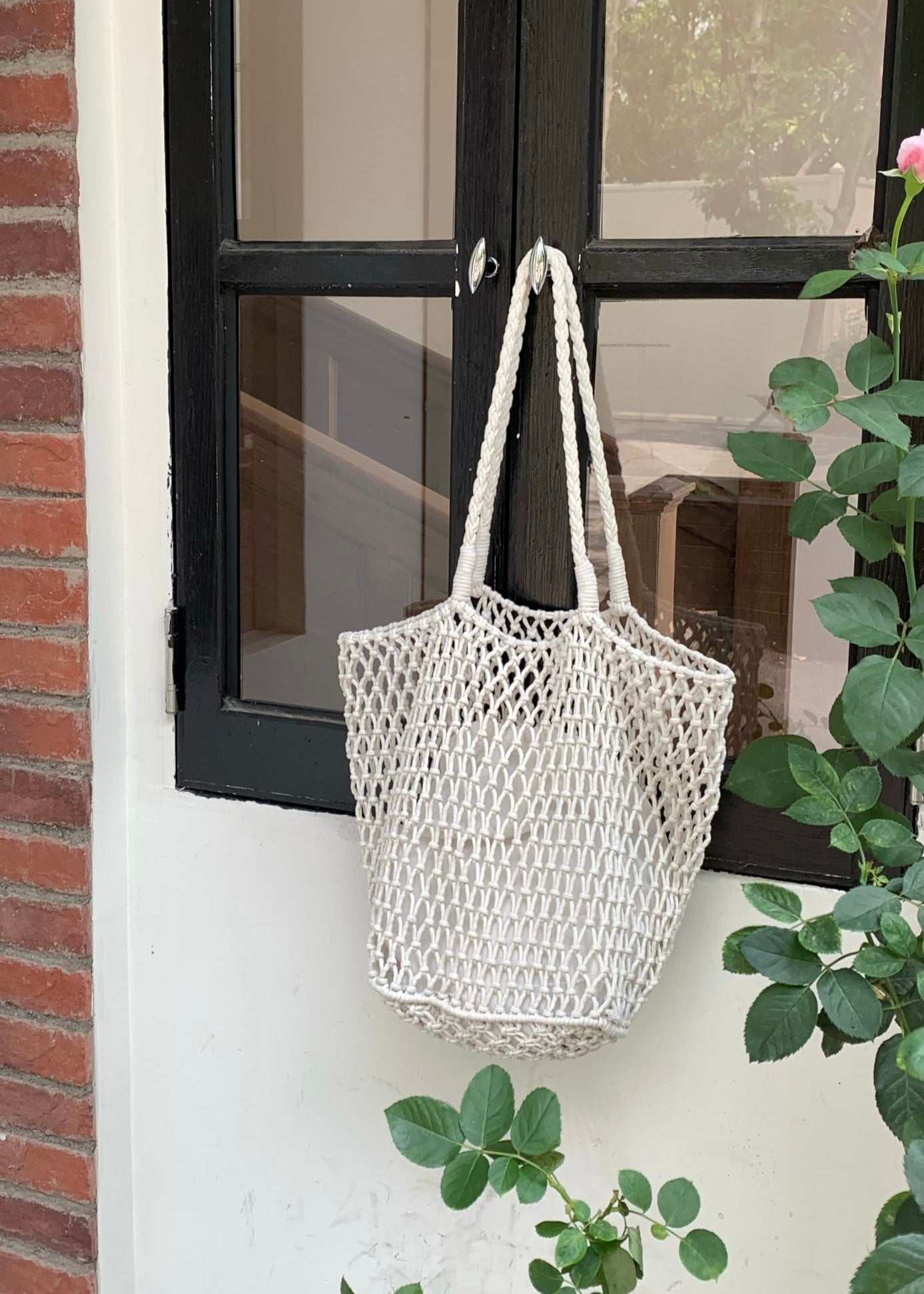 Natural Macrame Woven Beach Tote Bag