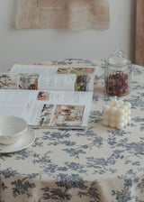 Claire Bleu Vintage Floral Tablecloth & Picnic Throw