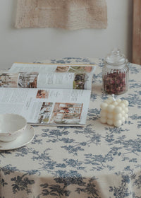 Claire Bleu Vintage Floral Tablecloth & Picnic Throw