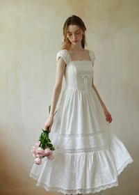 Élise Broderie White Dress | Romantic Lace Cotton Maxi Dress