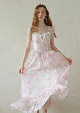 Blush Whispers Dress | Romantic Pink Floral Vintage Dress