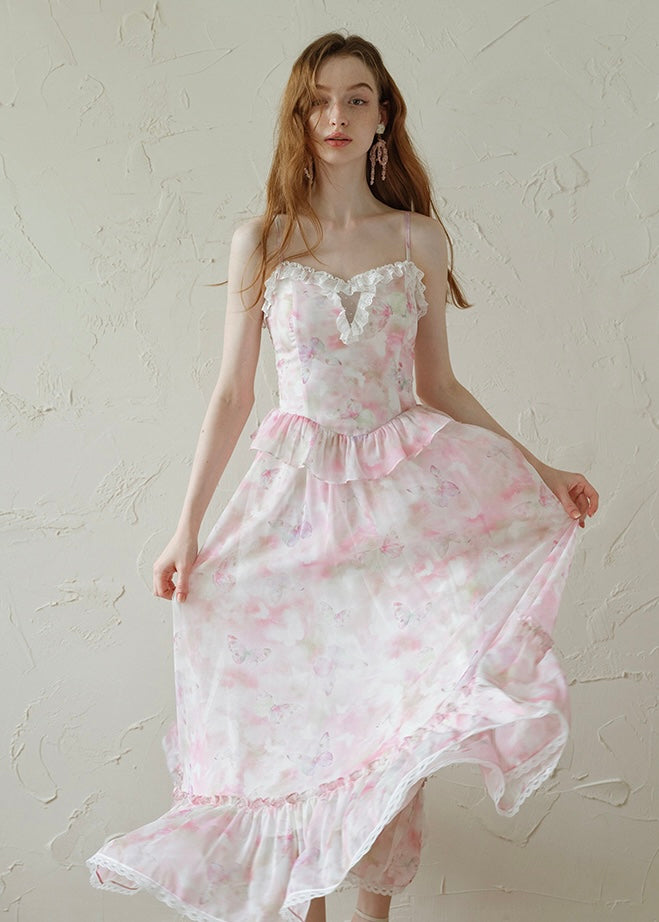 Blush Whispers Dress | Romantic Pink Floral Vintage Dress