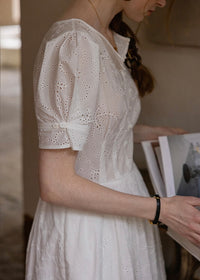 Alba Eyelet Cotton Dress | Romantic White Embroidered Summer dress