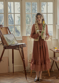 Amber Soft Tide Vintage Floral Chiffon Dress