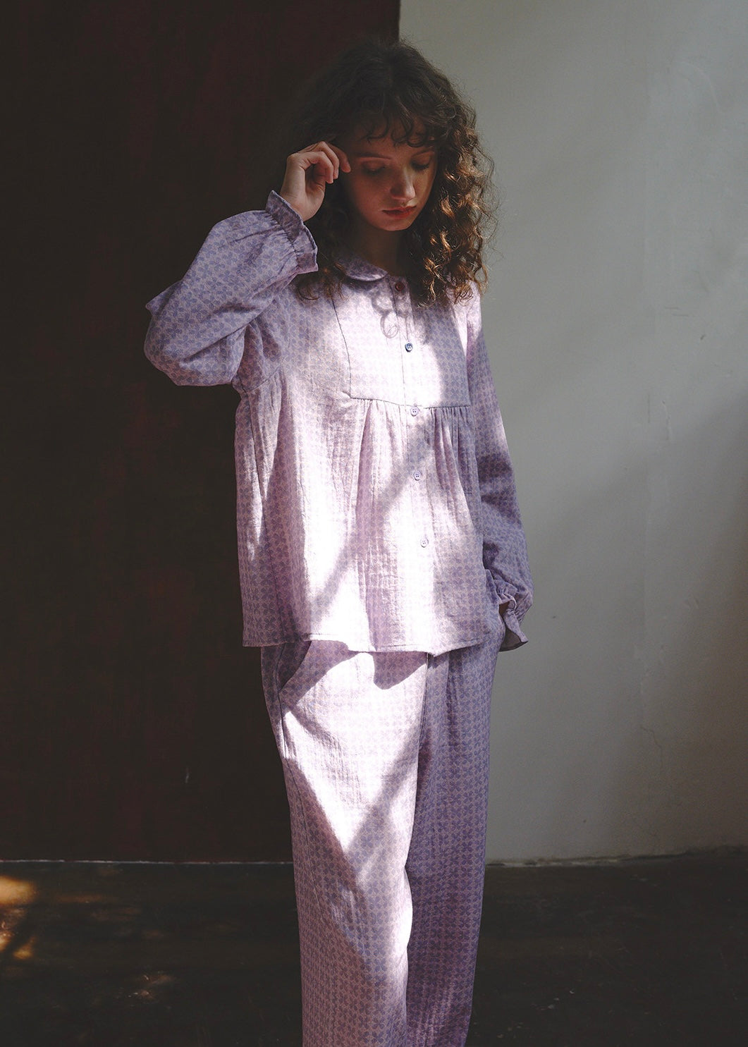 Lavender Clover Cotton Gauze long-sleeve Pajama Set