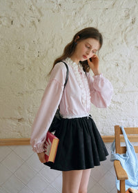 Daydream Ruffle Vintage Pink Long Sleeve Blouse