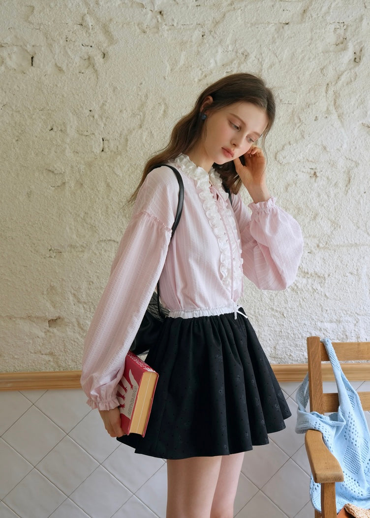 Daydream Ruffle Vintage Pink Long Sleeve Blouse