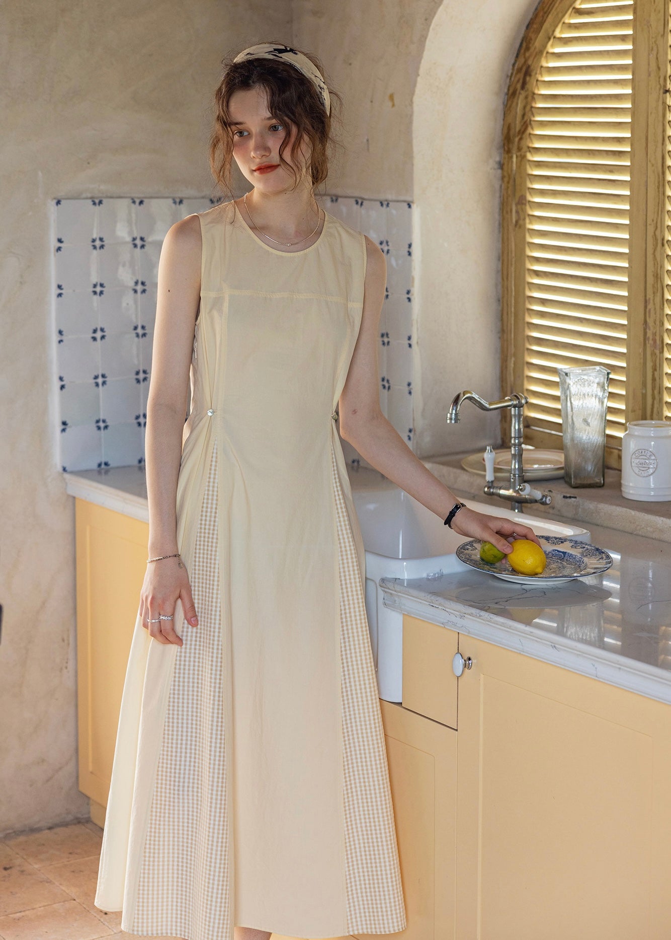 'Afternoon Sunshine' Patchwork Sleeveless Cotton Dress