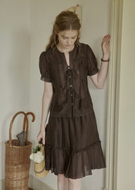 Velour Cocoa Tie Lace Ramie Set