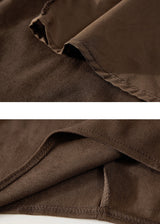 Belted Faux Suede Handkerchief Midi Skirt(2COLOR)