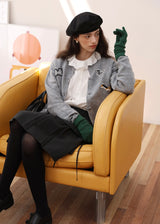 Little Friends Embroidery Knit Wool Cardigan(2COLOR)