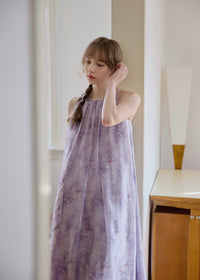 Lilac Veil Flowing Halter Maxi Dress
