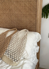 Natural Woven Straw Net Beach Tote Bag