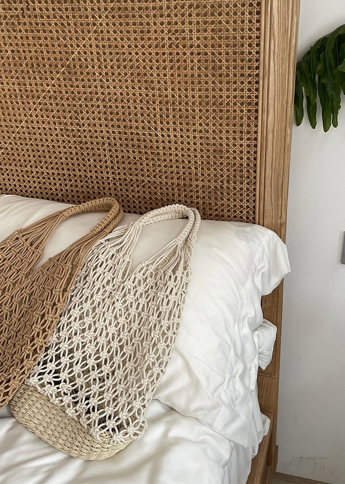 Natural Woven Straw Net Beach Tote Bag