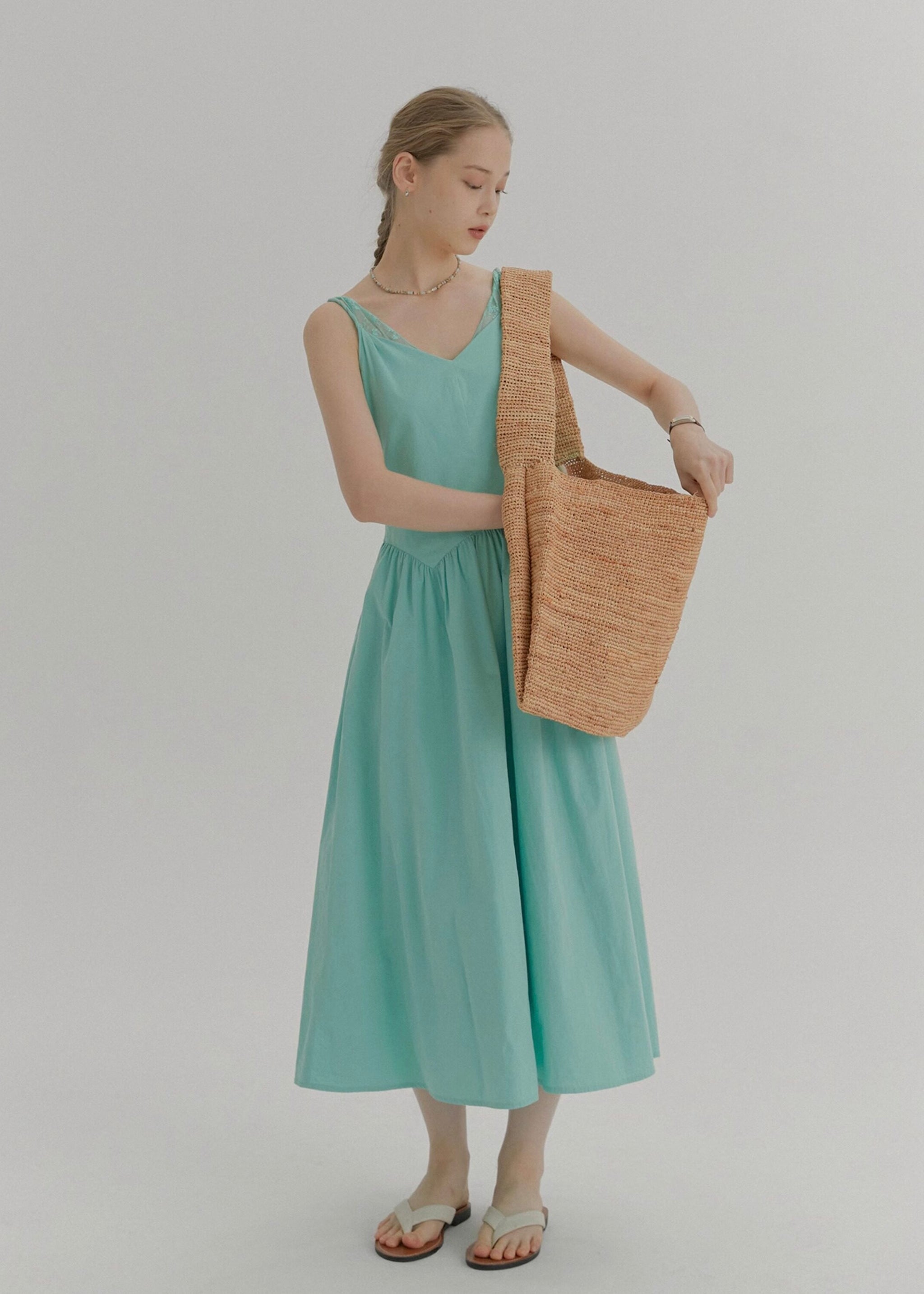 Aqua Mint Sleeveless A-Line Dress