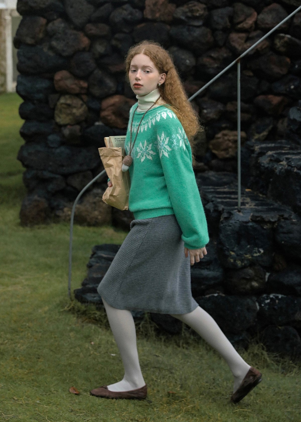 Snowfall Nordic Fair Isle Fuzzy Knit Sweater(2COLOR)