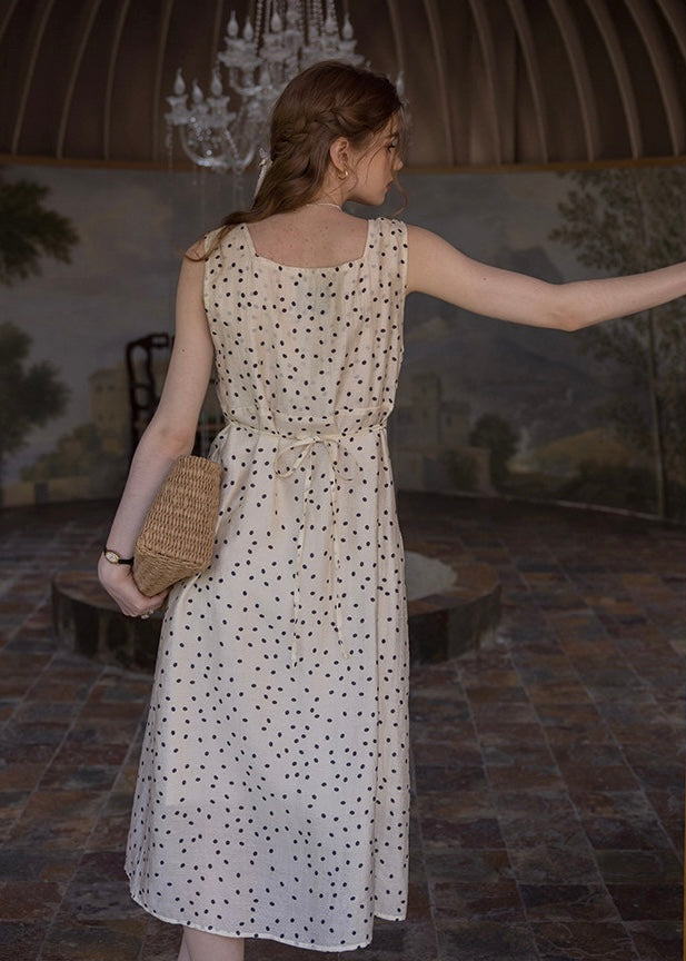 Élodie Polka Dot Square Neck Long Dress