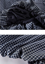 Gingham Tiered Elastic Waist Long Skirt