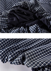 Gingham Tiered Elastic Waist Long Skirt
